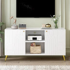 TV Stand for TVs up to 55 Inches, Entertainment Center Media Console,Adjustable Shelf, Metal Legs, Handles and Anti-tip Device