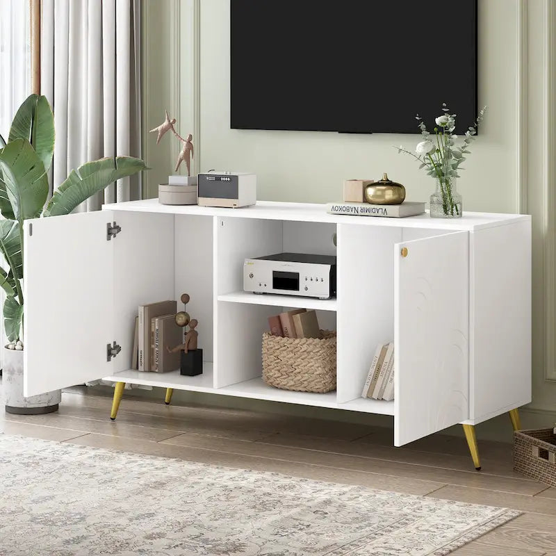Mobile TV – Grigio/Bianco, 2 ante, Adatto per TV fino a 55"