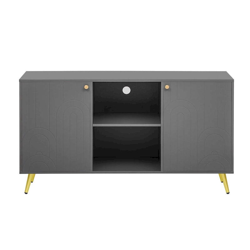 Mobile TV – Grigio/Bianco, 2 ante, Adatto per TV fino a 55"