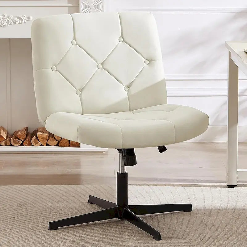 Sedia da ufficio senza braccioli, beige/grigia, senza ruote, a seduta singola