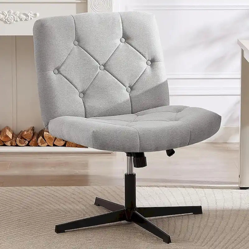 Sedia da ufficio senza braccioli, beige/grigia, senza ruote, a seduta singola