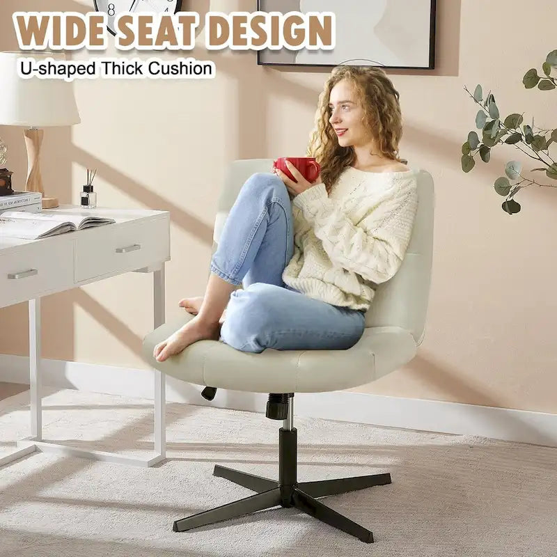 Sedia da ufficio senza braccioli, beige/grigia, senza ruote, a seduta singola
