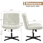 Sedia da ufficio senza braccioli, beige/grigia, senza ruote, a seduta singola