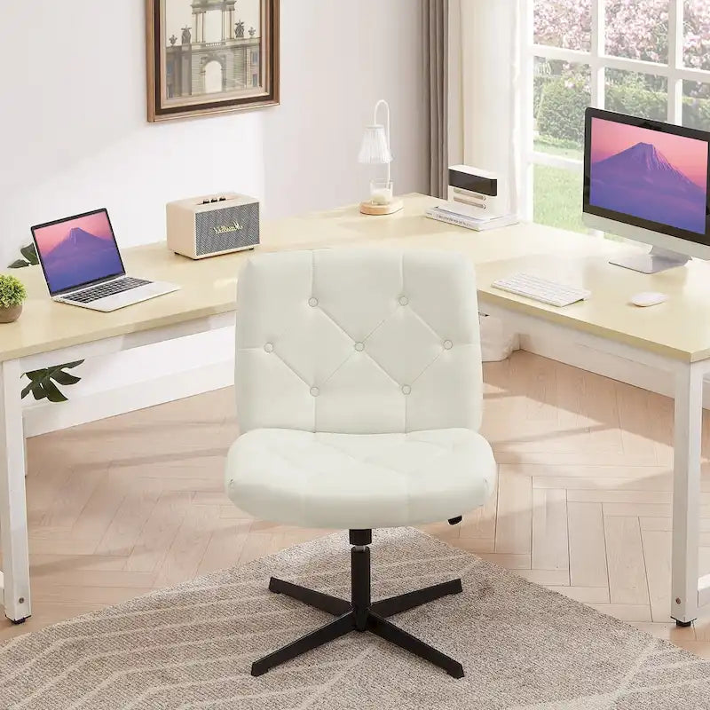 Sedia da ufficio senza braccioli, beige/grigia, senza ruote, a seduta singola