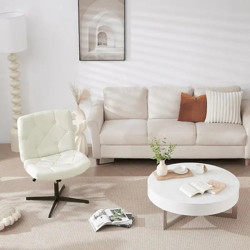 Sedia da ufficio senza braccioli, beige/grigia, senza ruote, a seduta singola