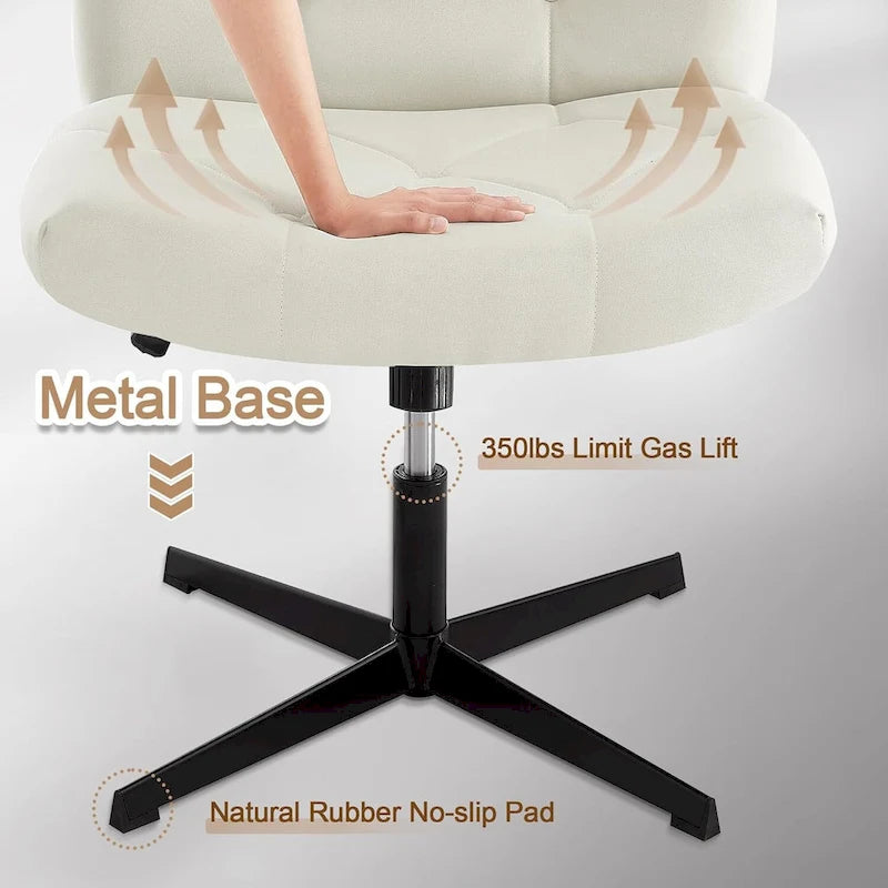 Sedia da ufficio senza braccioli, beige/grigia, senza ruote, a seduta singola