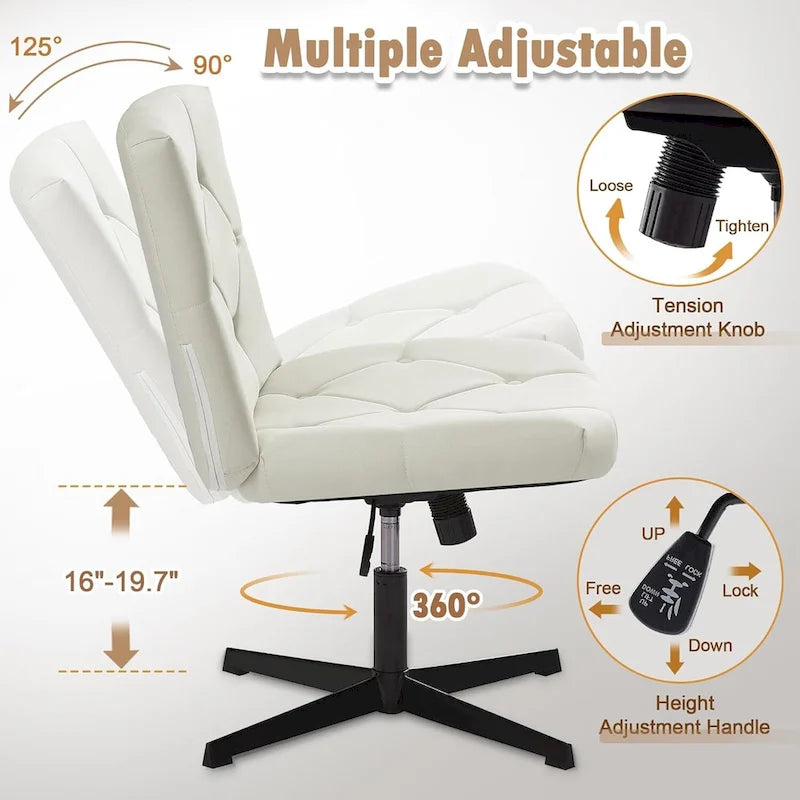 Sedia da ufficio senza braccioli, beige/grigia, senza ruote, a seduta singola