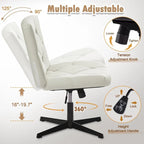 Sedia da ufficio senza braccioli, beige/grigia, senza ruote, a seduta singola