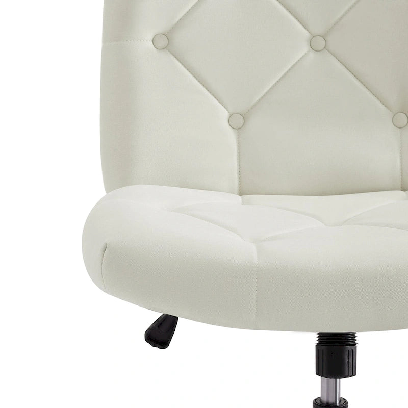 Sedia da ufficio senza braccioli, beige/grigia, senza ruote, a seduta singola