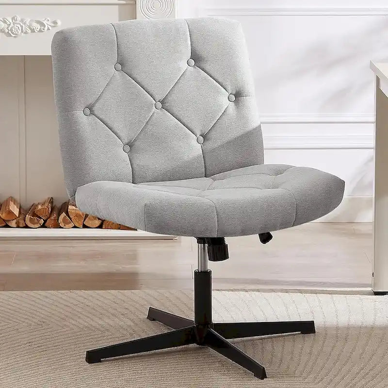 Sedia da ufficio senza braccioli, beige/grigia, senza ruote, a seduta singola