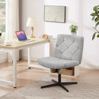 Sedia da ufficio senza braccioli, beige/grigia, senza ruote, a seduta singola