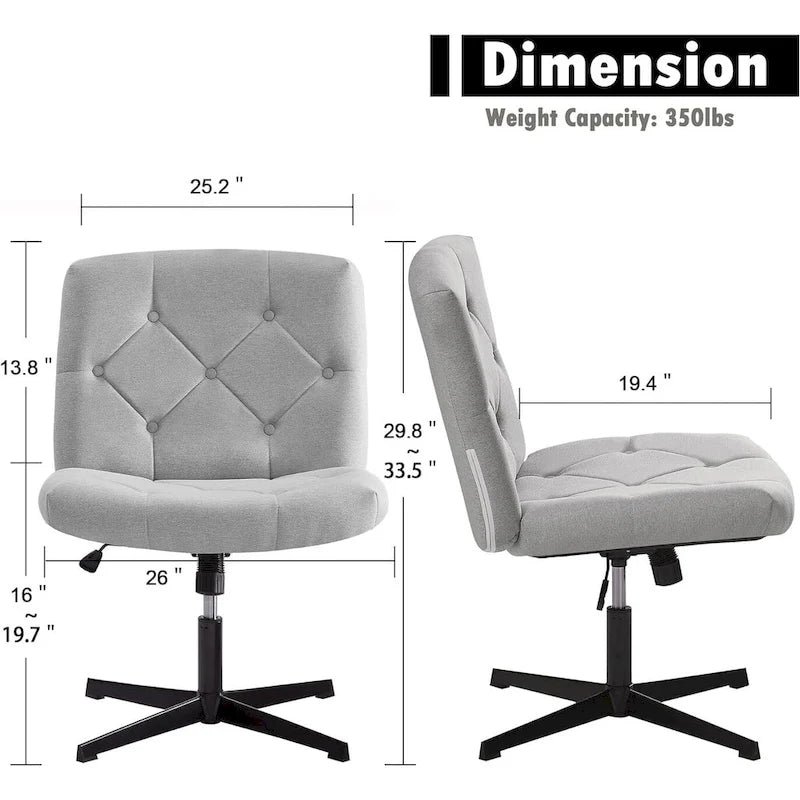 Sedia da ufficio senza braccioli, beige/grigia, senza ruote, a seduta singola