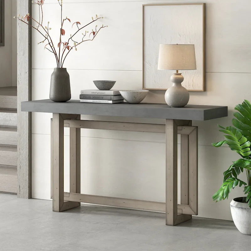 Tavolo consolle grigio / grigio alba / nero, stile minimalista, montaggio per 1 persona