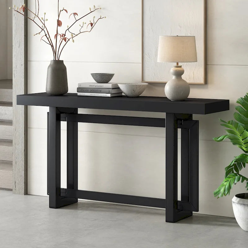 Tavolo consolle grigio / grigio alba / nero, stile minimalista, montaggio per 1 persona