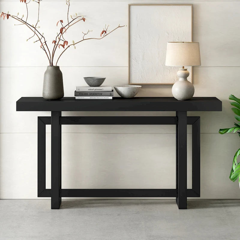 Tavolo consolle grigio / grigio alba / nero, stile minimalista, montaggio per 1 persona