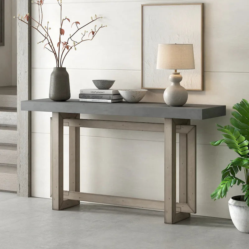 Tavolo consolle grigio / grigio alba / nero, stile minimalista, montaggio per 1 persona