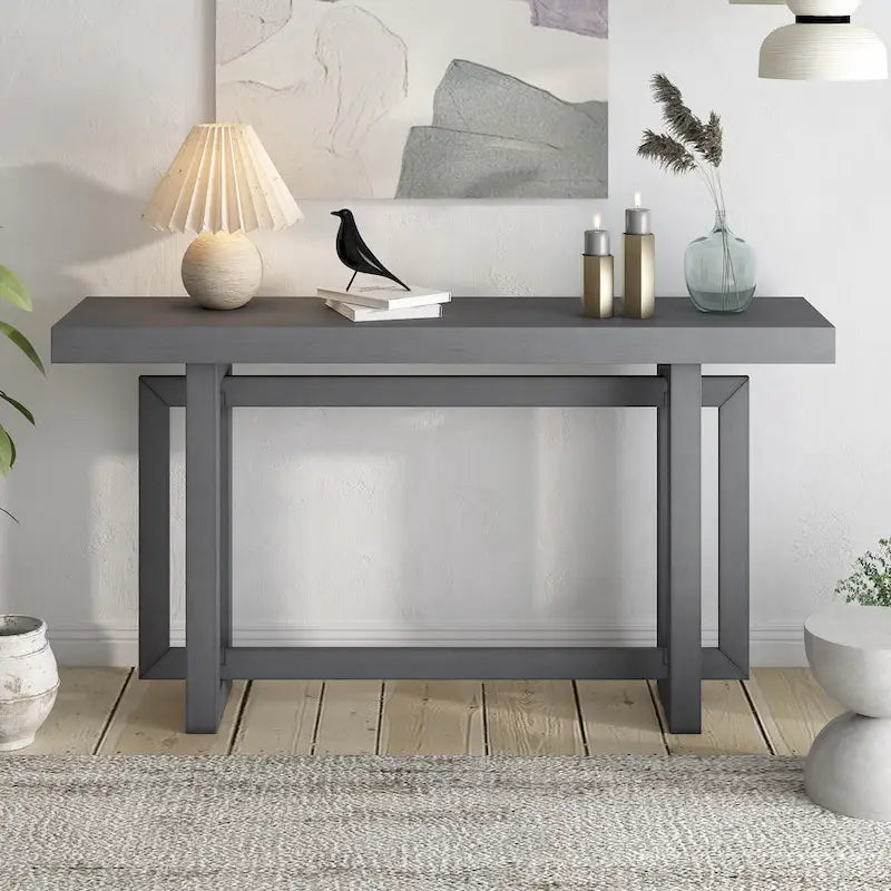Tavolo consolle grigio / grigio alba / nero, stile minimalista, montaggio per 1 persona