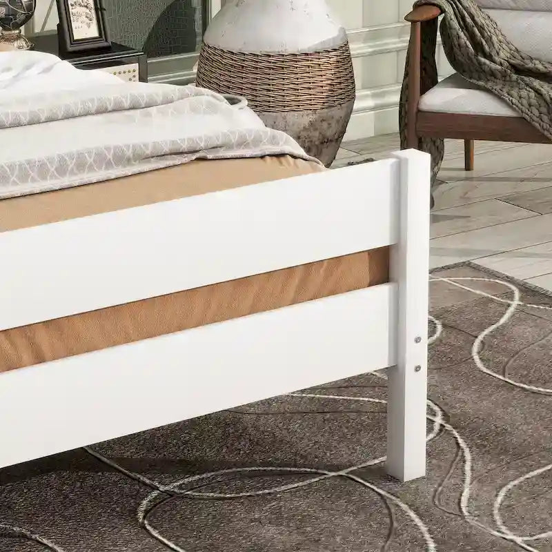 Letto singolo con testiera e pediera – Bianco, 1 posto