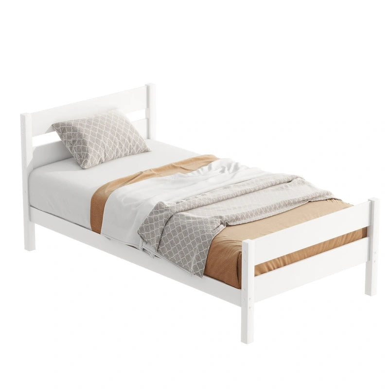 Letto singolo con testiera e pediera – Bianco, 1 posto