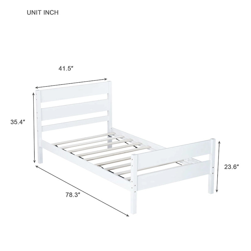 Letto singolo con testiera e pediera – Bianco, 1 posto