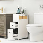 Mobiletto da bagno sottile bianco con cassetti e cestini, 1 persona