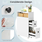 Mobiletto da bagno sottile bianco con cassetti e cestini, 1 persona