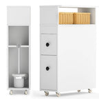 Mobiletto da bagno sottile bianco con cassetti e cestini, 1 persona