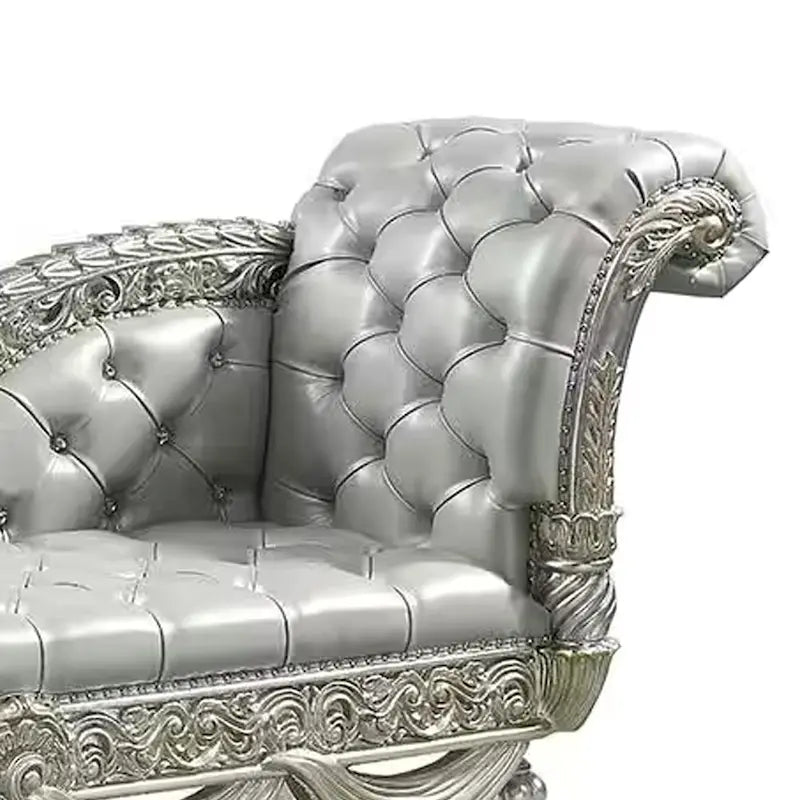 Panca d'accento in similpelle beige, finitura champagne e oro, 1 posto