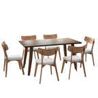 Set da pranzo di metà secolo marrone e grigio / marrone e beige, 7 pezzi (1 tavolo + 6 sedie)