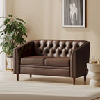 Beige / Antracite / Marrone Scuro / Marrone Cognac, Tessuto e Ecopelle, Divanetto Imbottito Contemporaneo, 2 Posti