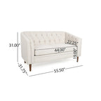 Beige / Antracite / Marrone Scuro / Marrone Cognac, Tessuto e Ecopelle, Divanetto Imbottito Contemporaneo, 2 Posti