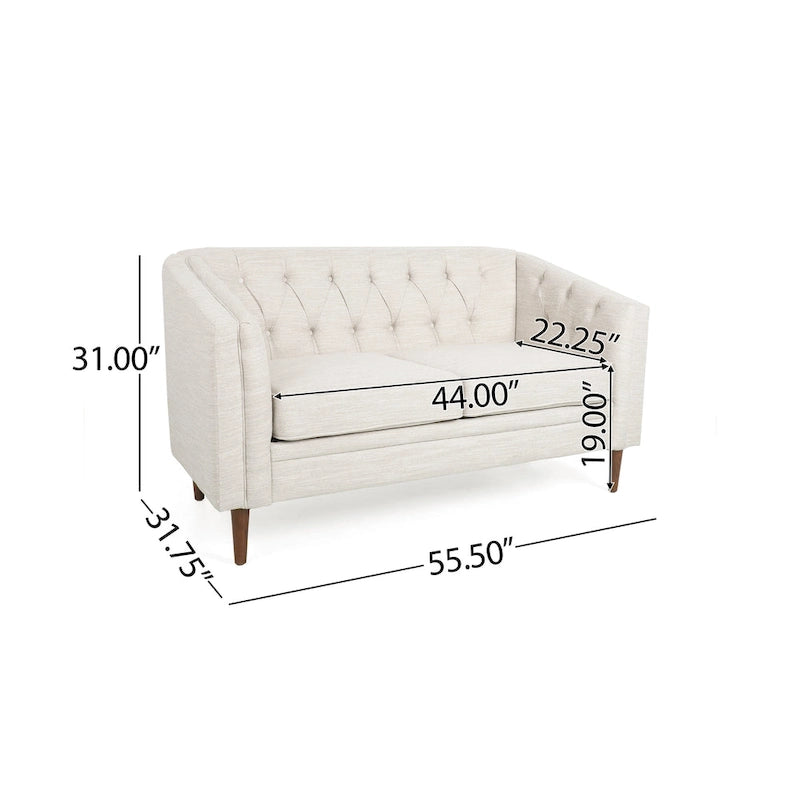 Beige / Antracite / Marrone Scuro / Marrone Cognac, Tessuto e Ecopelle, Divanetto Imbottito Contemporaneo, 2 Posti