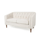 Beige / Antracite / Marrone Scuro / Marrone Cognac, Tessuto e Ecopelle, Divanetto Imbottito Contemporaneo, 2 Posti
