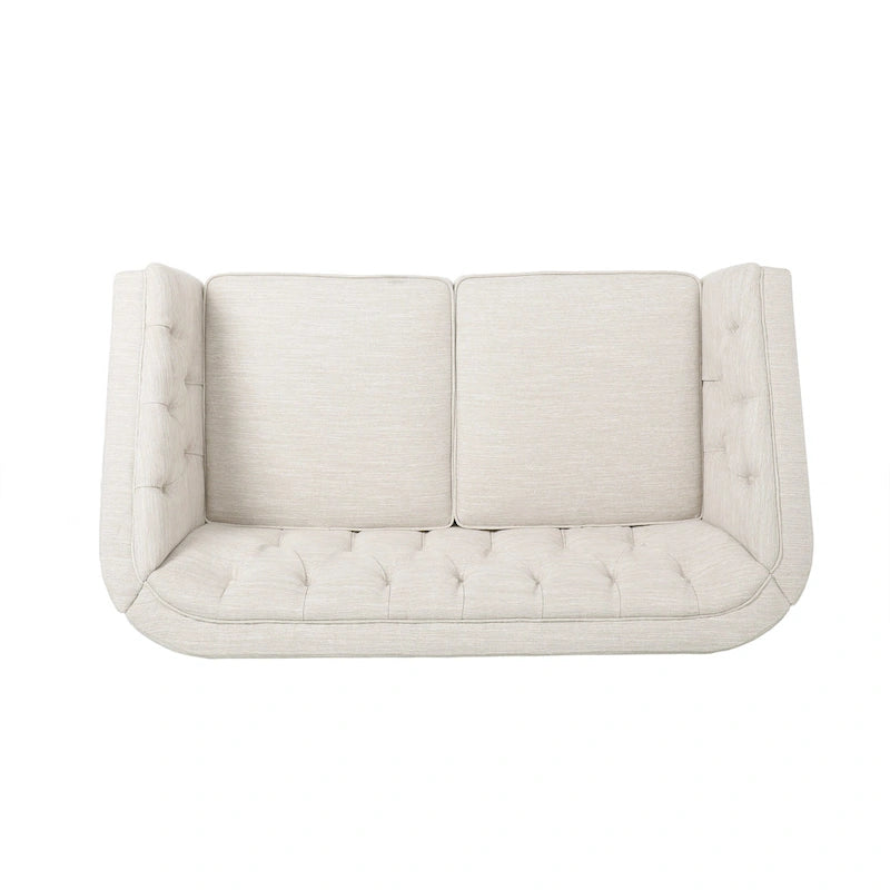 Beige / Antracite / Marrone Scuro / Marrone Cognac, Tessuto e Ecopelle, Divanetto Imbottito Contemporaneo, 2 Posti