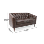 Beige / Antracite / Marrone Scuro / Marrone Cognac, Tessuto e Ecopelle, Divanetto Imbottito Contemporaneo, 2 Posti