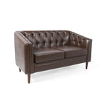 Beige / Antracite / Marrone Scuro / Marrone Cognac, Tessuto e Ecopelle, Divanetto Imbottito Contemporaneo, 2 Posti