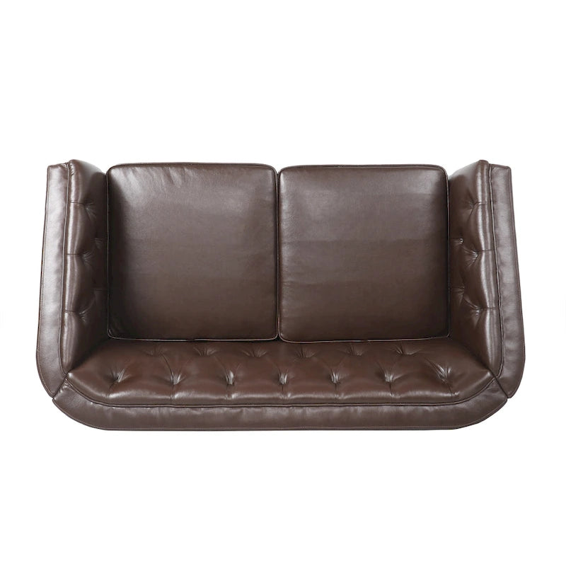 Beige / Antracite / Marrone Scuro / Marrone Cognac, Tessuto e Ecopelle, Divanetto Imbottito Contemporaneo, 2 Posti