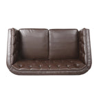 Beige / Antracite / Marrone Scuro / Marrone Cognac, Tessuto e Ecopelle, Divanetto Imbottito Contemporaneo, 2 Posti