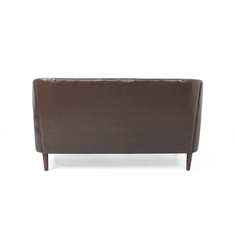 Beige / Antracite / Marrone Scuro / Marrone Cognac, Tessuto e Ecopelle, Divanetto Imbottito Contemporaneo, 2 Posti