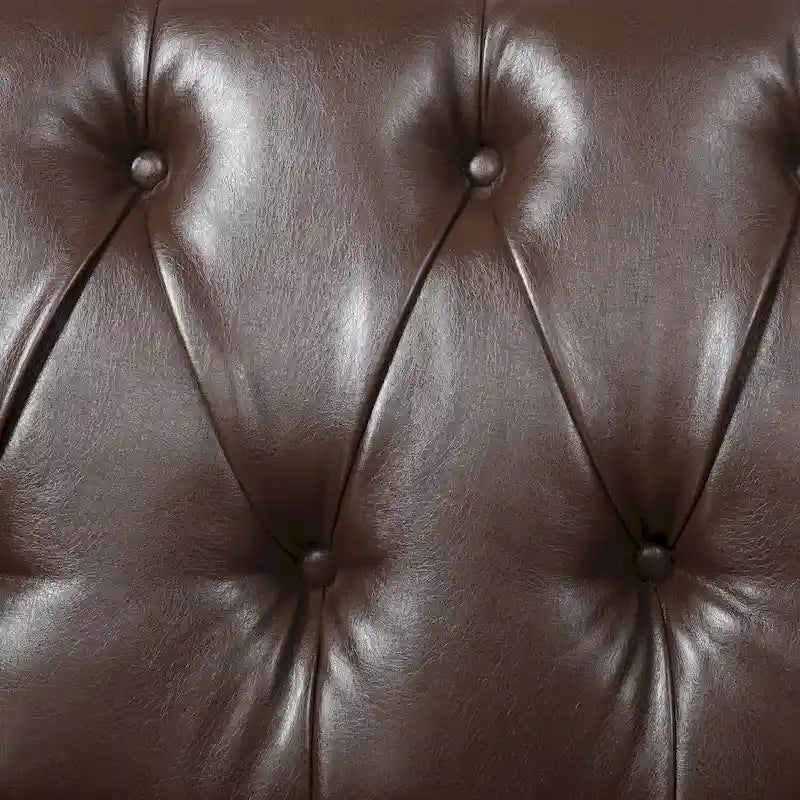 Beige / Antracite / Marrone Scuro / Marrone Cognac, Tessuto e Ecopelle, Divanetto Imbottito Contemporaneo, 2 Posti