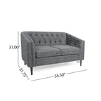 Beige / Antracite / Marrone Scuro / Marrone Cognac, Tessuto e Ecopelle, Divanetto Imbottito Contemporaneo, 2 Posti
