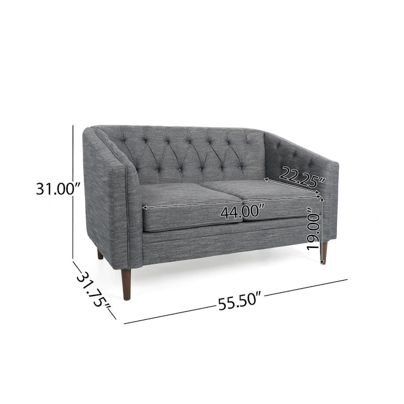 Beige / Antracite / Marrone Scuro / Marrone Cognac, Tessuto e Ecopelle, Divanetto Imbottito Contemporaneo, 2 Posti