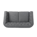 Beige / Antracite / Marrone Scuro / Marrone Cognac, Tessuto e Ecopelle, Divanetto Imbottito Contemporaneo, 2 Posti