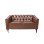 Beige / Antracite / Marrone Scuro / Marrone Cognac, Tessuto e Ecopelle, Divanetto Imbottito Contemporaneo, 2 Posti