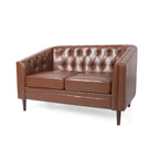Beige / Antracite / Marrone Scuro / Marrone Cognac, Tessuto e Ecopelle, Divanetto Imbottito Contemporaneo, 2 Posti