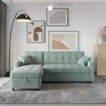 Divano letto sezionale a L reversibile a 3 posti con contenitore, Verde / Blu / Grigio