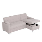 Divano letto sezionale a L reversibile a 3 posti con contenitore, Verde / Blu / Grigio