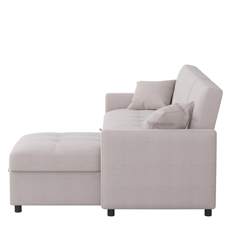 Divano letto sezionale a L reversibile a 3 posti con contenitore, Verde / Blu / Grigio