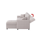 Divano letto sezionale a L reversibile a 3 posti con contenitore, Verde / Blu / Grigio