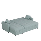 Divano letto sezionale a L reversibile a 3 posti con contenitore, Verde / Blu / Grigio